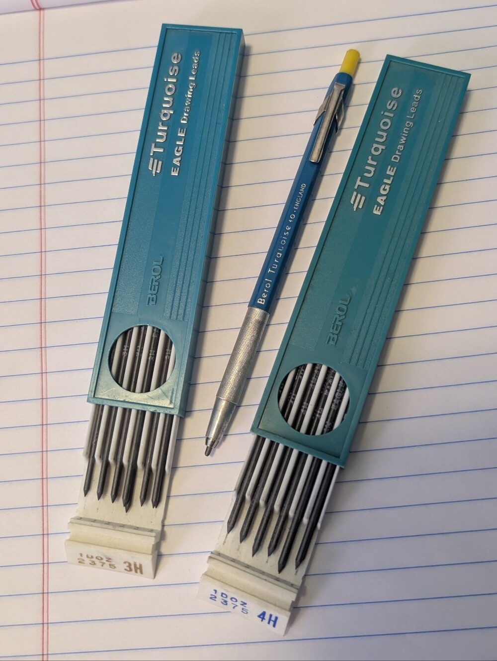 Vintage Mechanical Drafting Pencil Berol Turquoise #10 Made in England & Lead